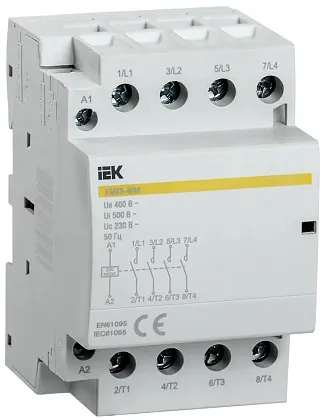 Контактор модульный КМ63-40M (кат.230V AC/DC 63А 4но) IEK