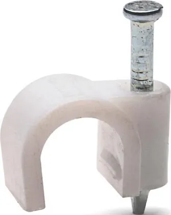 Скоба круглая с гвоздем 6мм Белый (100 шт.) (РО60), уп