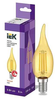 Лампа LED CB35 E14 2700K 5Вт 600Lm на ветру золото IEK