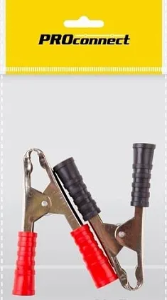 Зажим крокодил REXANT, длина 105 мм, ток 100A, 2 шт., пакет БОПП, уп