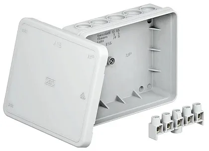 Коробка распред. о/п 125х100х40 IP55 СЕРАЯ с колодкой А18 OBO Bettermann (10)