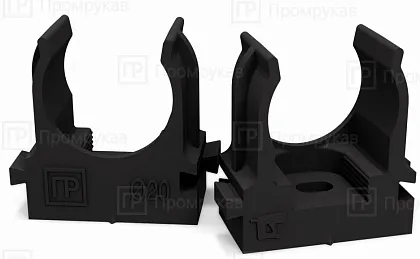 Крепеж-клипса для труб 20 мм ЧЕРНАЯ прямой монтаж Промрукав (100шт)