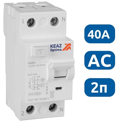 УЗО DM63-2240 40/2 30мА, тип AC, 4,5кА КЭАЗ