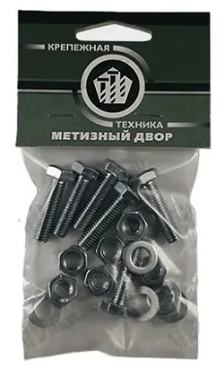 Болт М8*30 с гайкой и шайбой цинк (6 шт.) (ТД Метизный двор), уп