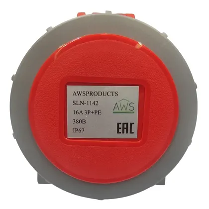 Розетка стационарная 16A 4п (3P+PE) SLN-1142 IP67, 380В, AWSPRODUCTS