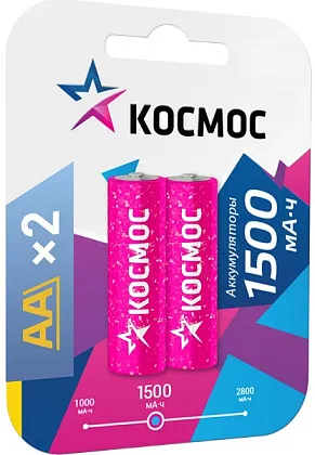 Аккумулятор AA 1500mAh Ni-Mh КОСМОС BL-2