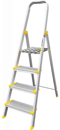 Стремянка алюминиевая анодированная 4 ступени проф.  (AS704) (ALUMET)