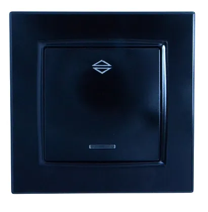 Выключатель проходной 1-кл. с подсветкой чёрный SD-P1004B "Standard" AWSproducts