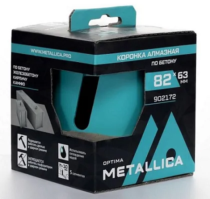Коронка алмазная по бетону 82 мм без хвостовика METALLICA