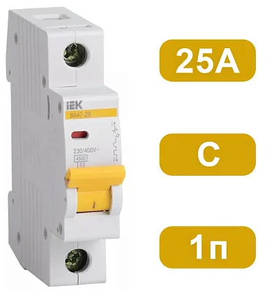 Автоматический выключатель ВА47-29 C25/1 4,5кА IEK
