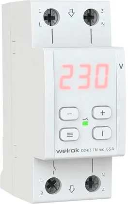 Реле напряжения Welrok D2-63 TN red 63А (4клеммы)