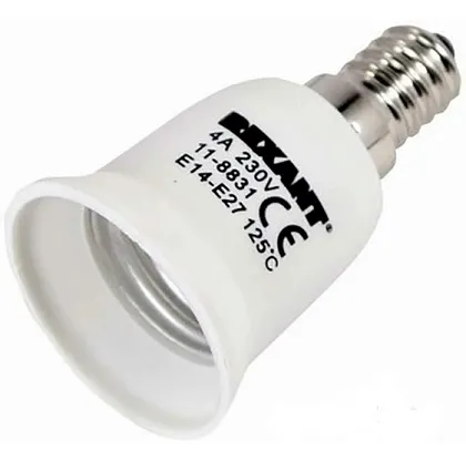 Переходник E14-E27 пластик белый REXANT