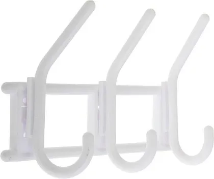 Вешалка 3-х крючковая снежно-белая пластик (1ш.) (ХС)
