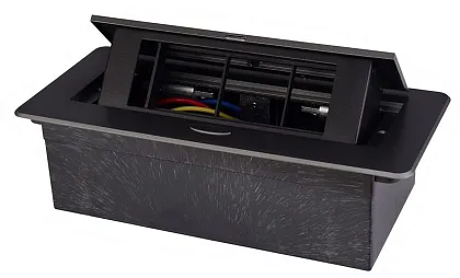 Выдвижной гор. модуль в столешницу для 3 роз. Темно-серый RocketSocket