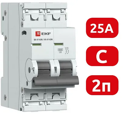 Автоматический выключатель ВА 47-63N C25/2 6кА Proxima EKF