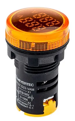 Индикатор тока и напряжения,50-500V, 0-100A желтый MT22-VAM5