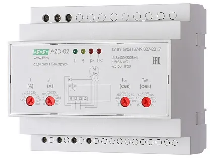 Реле защиты эл.двигателя многофунк. AZD-02 (3ф+N конт. тока 1-5,5А)