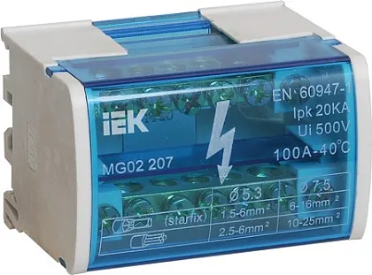 Шина L+PEN в корпусе типа ШНК, 2х7, 100А, 400В, IEK