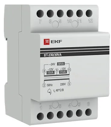 Трансформатор звонковый модульный BT-230В/12-12В 30ВА EKF PROxima