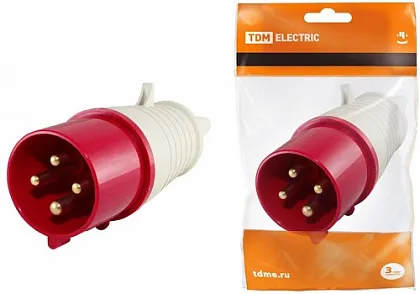 Вилка переносная 16A 4п (3P+PЕ) 014 IP44, 380В, TDM