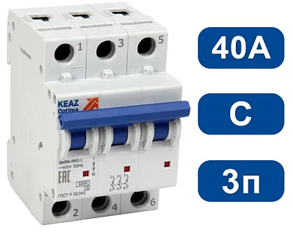 Автоматический выключатель BM63-C40/3 6кА КЭАЗ