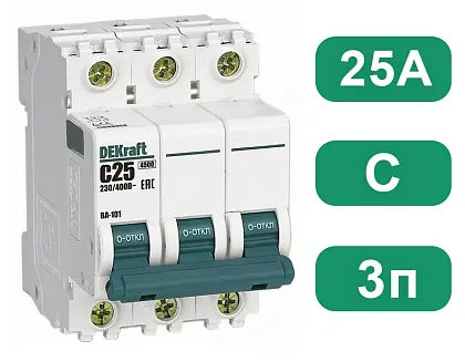 Автоматический выключатель ВА-101 C25/3 4.5кА Dekraft