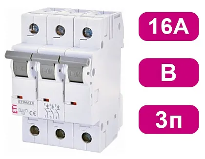 Автоматический выключатель ETIMAT6 B16/3 6кA ETI