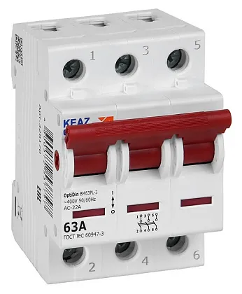Выключатель нагрузки модульный OptiDin BM63PL-363-УХЛ3 (ВМ63PL) КЭАЗ 328170