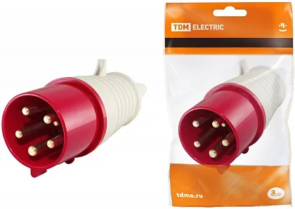 Вилка переносная 16A 5п (3P+N+PЕ) 015 IP44, 380В, TDM