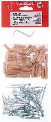 Набор мебельщика (конфирмат, шканты, ключ) (61шт.) (Стройбат), уп