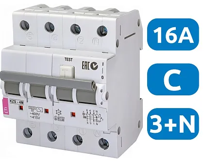 АВДТ KZS-4M C16/0.03 3+N, 30мА, тип АC, 6кА ETI