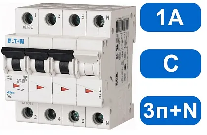 Автомат FAZ-C1/3N (С) 1А 3+N 15кА