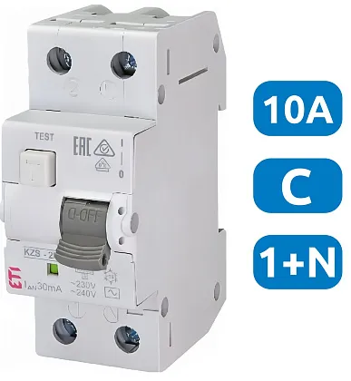 АВДТ KZS-2M C10/0.03 1+N, 30мА, тип А, 10кА ETI