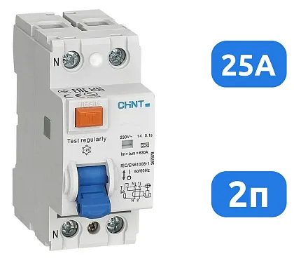 УЗО NL1-63 25/2 30mA, тип AC, 6kA CHINT