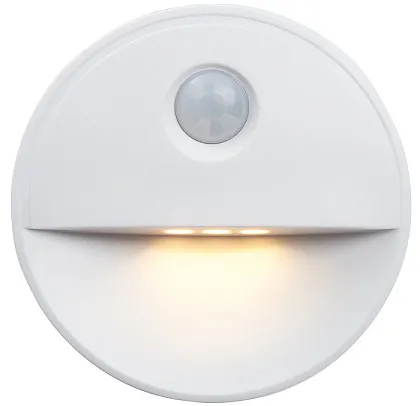Ночник LED 0.5Вт(3хААА) Белый круглый с датчиком движения Feron