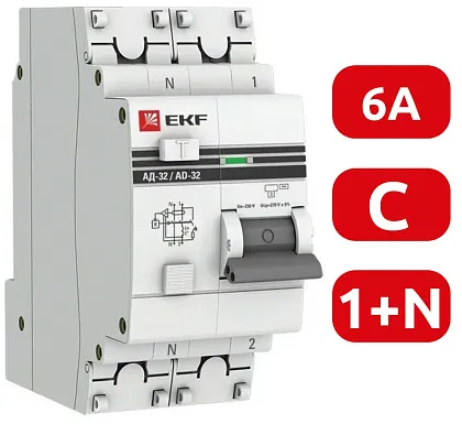 АВДТ АД-32 C6/1+N 30мА, тип АС, 4,5кА PROXIMA EKF