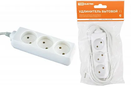 Удлинитель бытовой 3гн. 3м б/з ПВС 2x0,75mm2 TDM