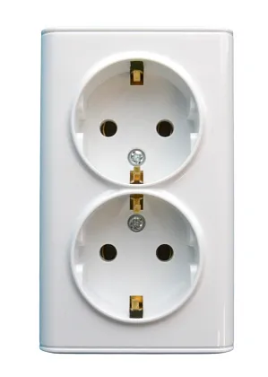 Розетка ОУ 2-я с/з белая SD-S006W "Standard" AWSproducts