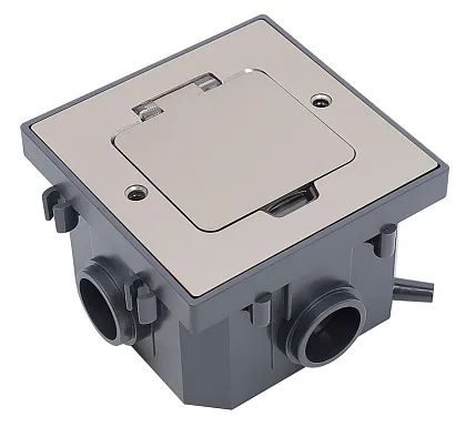 Лючок в бетонный пол с коробкой на 2 модуля IP44 мат никель PRIMER IEK