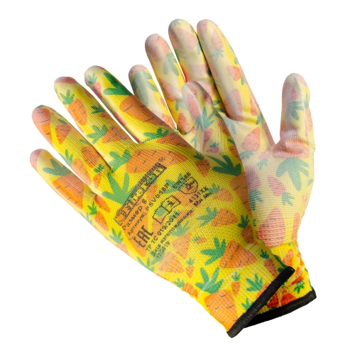 Перчатки «Для садовых работ», полиэстеровые, полиуретановое покрытие, микс цветов, М(8) Fiberon  PSV