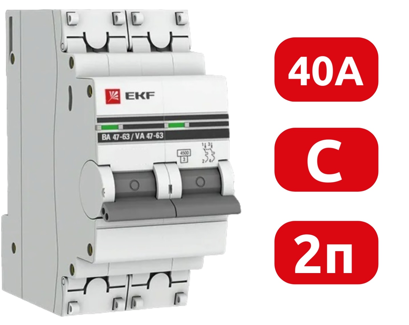 Автомат ВА 47-63 2P 40А (C) 4,5кА 400В PROxima