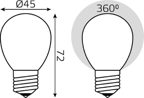 Лампа LED G45 E27 4100К 5Вт 450Лм Filament OPAL Gauss