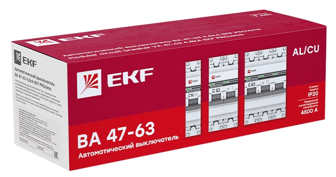 Автомат ВА 47-63 3P 63А (C) 4,5кА 400В PROxima