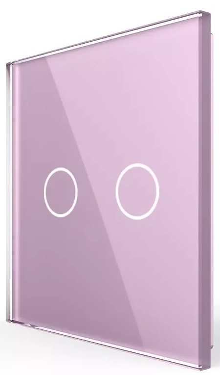 Панель 2кл сенсорного выключателя, цвет розовый, стекло