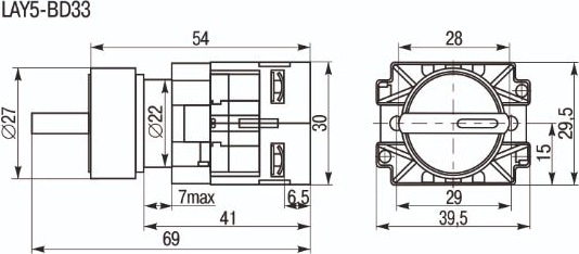 Переключатель LAY5-BJ33 3 положения "I-0-II" длин ручка ИЭК