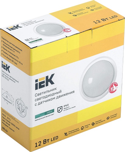 Светильник LED ЖКХ ДПО 5032Д 12W 960Lm 4000K IP65 круг с датчиком IEK