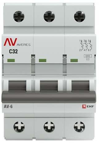 Автоматический выключатель AV-6 C32/3 6кА  AVERES EKF