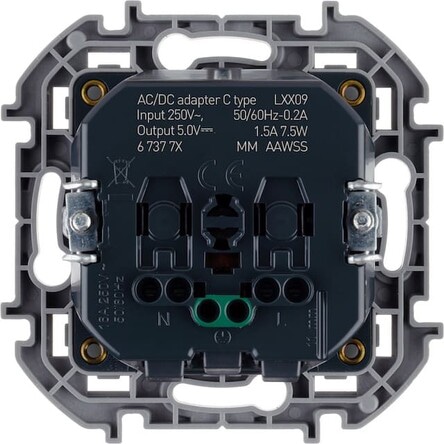 Розетка 1-я с/з USB (тип C, 1,5А) Антрацит INSPIRIA LEGRAND