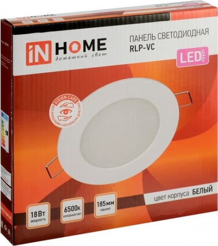 Панель LED круглая RLP-VC 18Вт 230В 6500К 1440Лм 185мм белая IP40 IN HOME