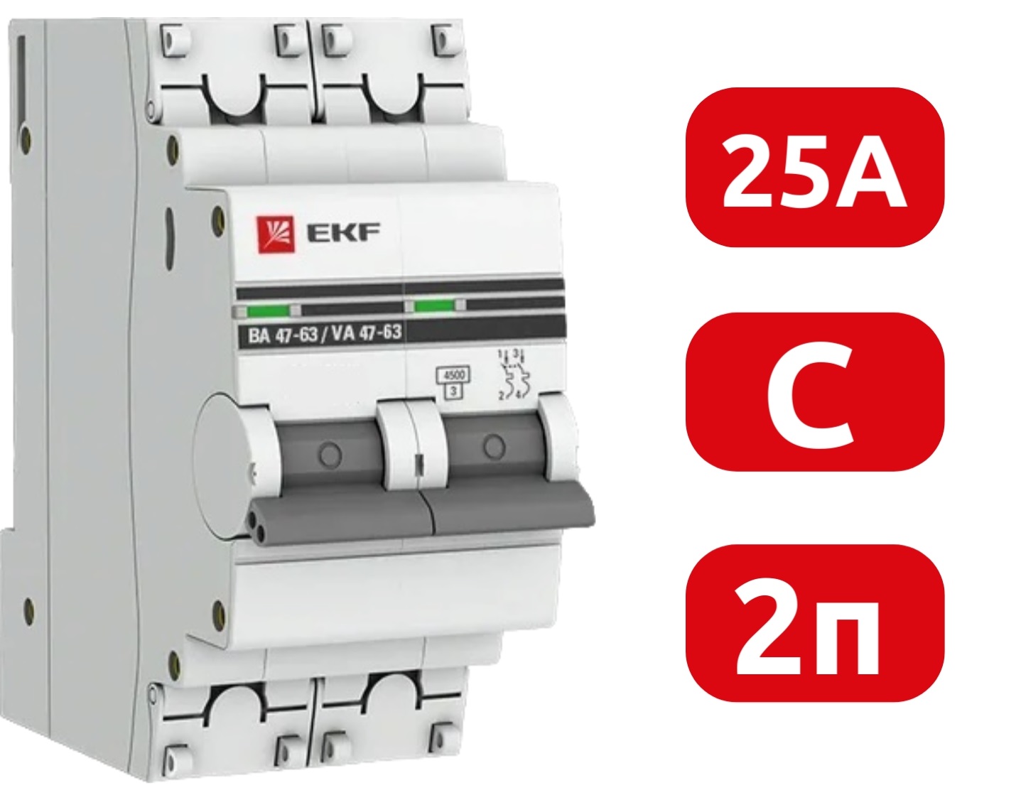 Автоматический выключатель ВА 47-63 C25/2 4.5кА Proxima EKF
